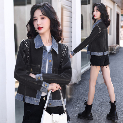 Loose Korean style slim denim jacket retro fashionable top women's spring new style