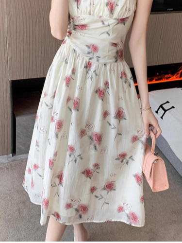 Tea break French style celebrity niche suspender dress light luxury high-end waist beautiful dress skirt for women