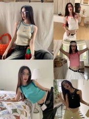 MM FISH summer Korean version new letter gradient vest for women elastic slim slim sexy inner wear trendy