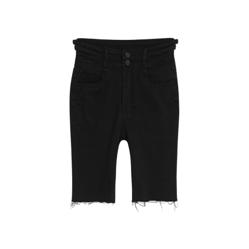 Women's Black Denim Short Shorts 2024 Summer High-Waisted Slimming Ass-Lifting Straight Leg Five-Finger Cycling Pants