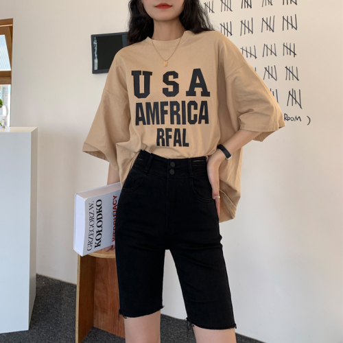 Women's Black Denim Short Shorts 2024 Summer High-Waisted Slimming Ass-Lifting Straight Leg Five-Finger Cycling Pants