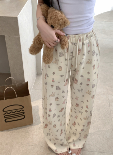 Real shot~Smiling dog girl just needs tea pants and floor-length wide-leg pants