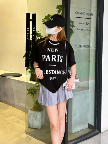 Light luxury lady new style back collar 240g pure cotton combed tight quality pure cotton short-sleeved T-shirt