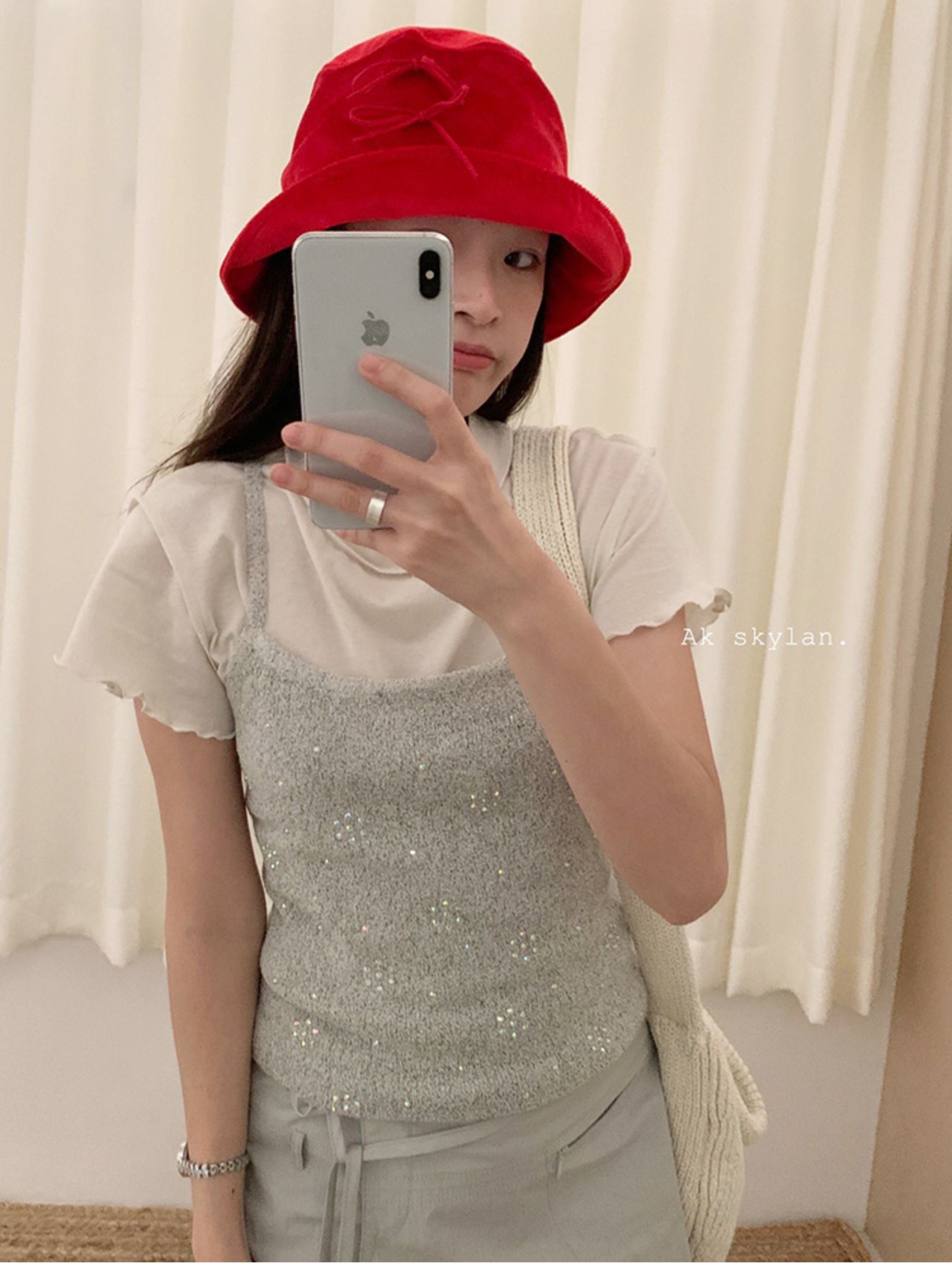 AK skylan thirteen lines of women's clothing design hot diamond suspender women's 2024 summer new style chic stacking top