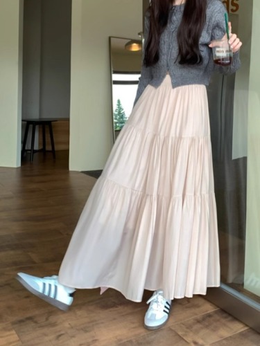 French pink skirt women's A-line skirt Korean style ins trendy summer mid-length design fashionable and beautiful skirt