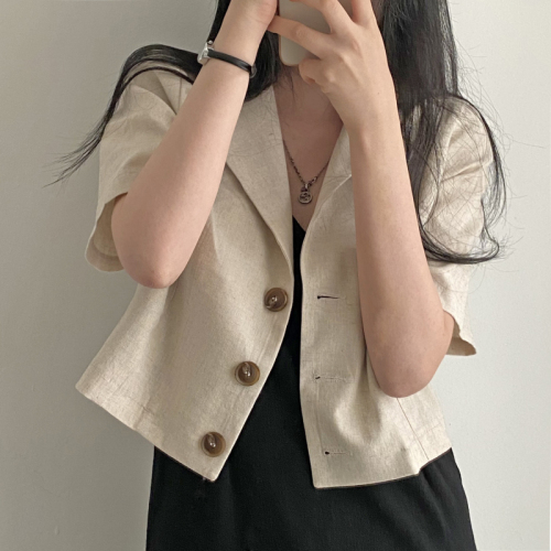 New version of ins blogger thin short-sleeved linen suit jacket