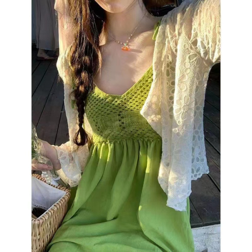 Dress Summer Suit Cool Long Skirt Slimming Lazy Style Suspender Two-piece Set for Small People