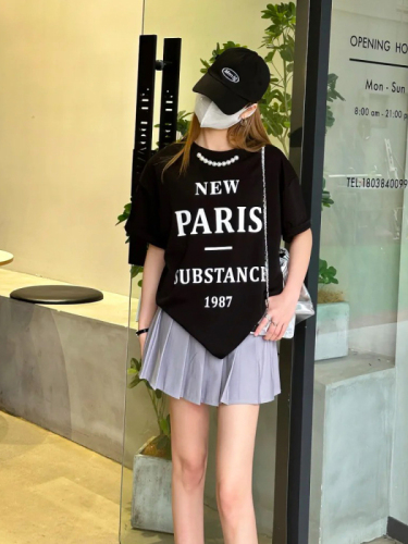 Light luxury lady new style back collar 240g pure cotton combed tight quality pure cotton short-sleeved T-shirt