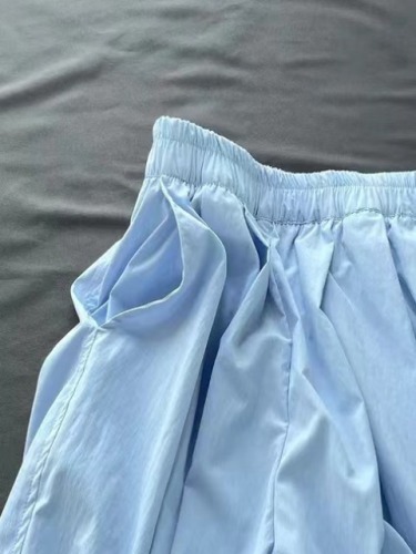 2024 New Blue High Waist Ice Silk Casual Pants Women's Summer Loose Wide Leg Straight Casual Versatile Yamamoto Trendy Pants