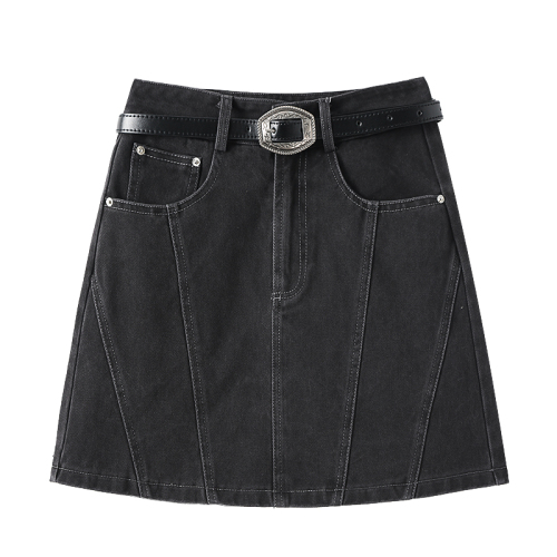 2024 New American Retro A-line Denim Skirt for Women Spring and Autumn Temperament Hot Girl High Waist Short Skirt Trendy