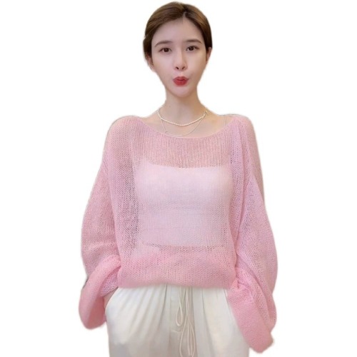 Tmall quality summer hollow wool sweater women's thin lazy style sun protection shirt blouse top