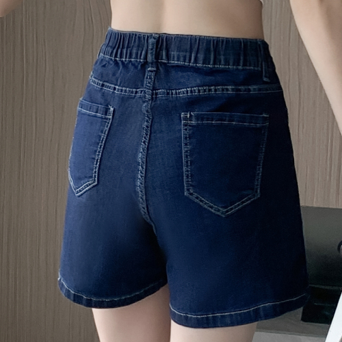 Actual shot of new summer style elastic waist elastic denim skirt pants for fat girls, anti-exposure skirt, fashionable large size shorts