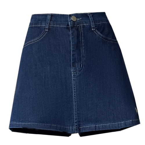 Actual shot of new summer style elastic waist elastic denim skirt pants for fat girls, anti-exposure skirt, fashionable large size shorts