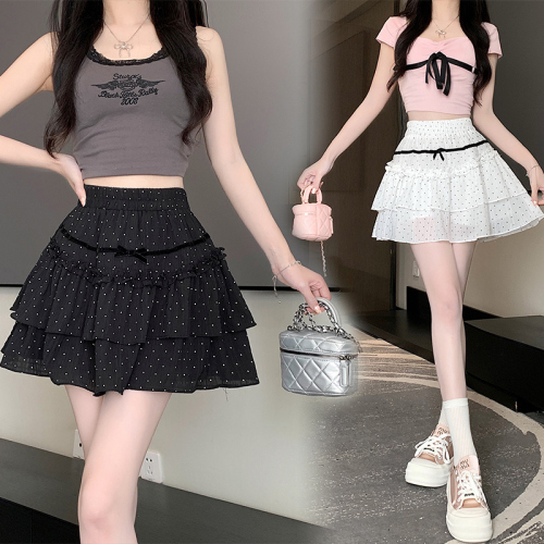 Actual shot of 2024 new summer ballet style cake skirt high waist slimming skirt small A-line skirt