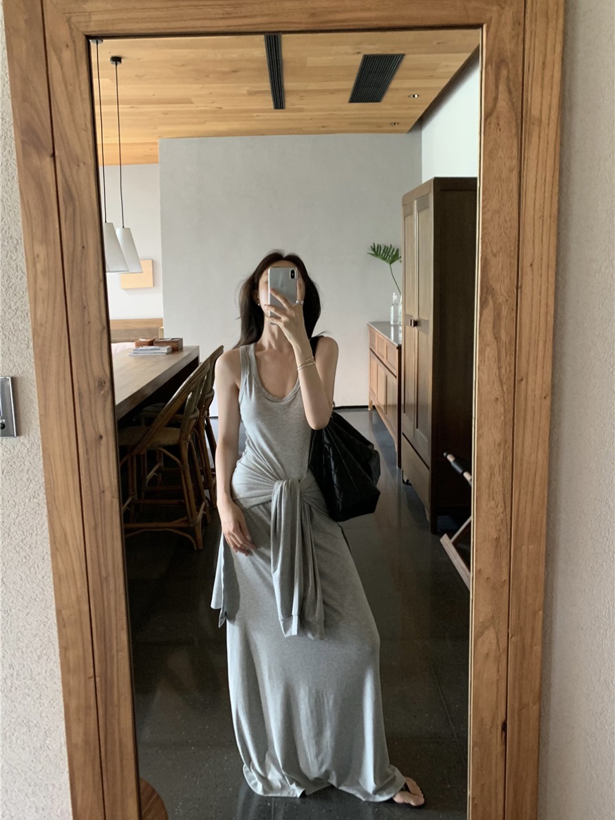 Photographed Strapless Backless Dress Slimming Bodycon Sleeveless Elastic Design Small Minority Dress