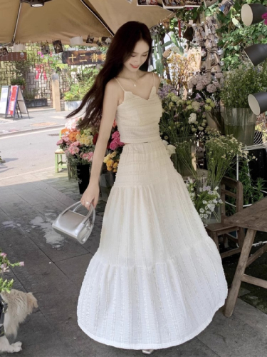 夏季新款两件套气质吊带上衣小个子半身裙小香风夏天套装女装裙子