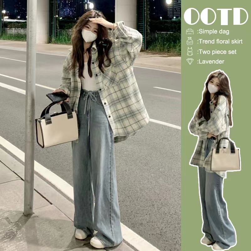 New 2024 High-End Long-Sleeve Top Summer Women's Blouse Spring and Summer Check Shirt Women's Summer Sun Protection