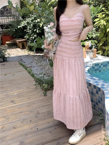 夏季新款两件套气质吊带上衣小个子半身裙小香风夏天套装女装裙子