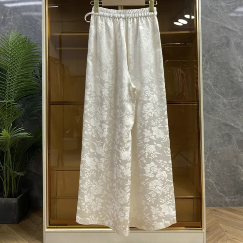 New Chinese style national style velvet pants for women spring 2024 new soft and waxy loose drape narrow version straight wide leg casual pants