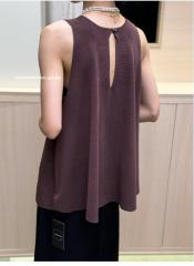 High-end design ice silk vest top, feminine slimming loose sleeveless top for women