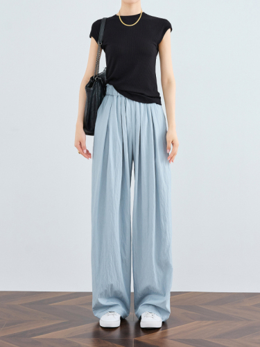 Ultra-thin sunscreen Yamamoto pants for women summer 2024 lengthened loose and drapey wide-leg pants ice silk air pants