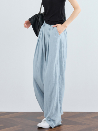 Ultra-thin sunscreen Yamamoto pants for women summer 2024 lengthened loose and drapey wide-leg pants ice silk air pants