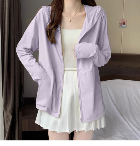 75d165g ice silk sun protection clothing for women 2024 summer loose thin anti-UV breathable cardigan jacket for women