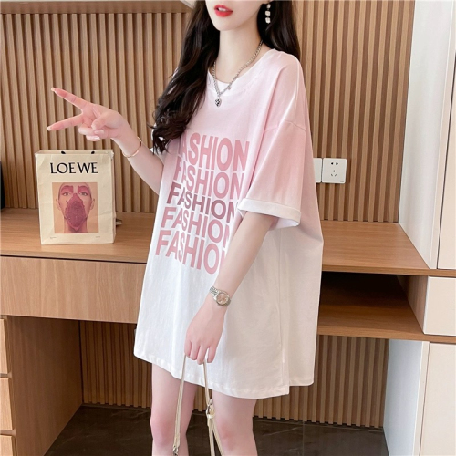 First release quality/pure cotton/back collar/loose mid-length gradient color design T-shirt