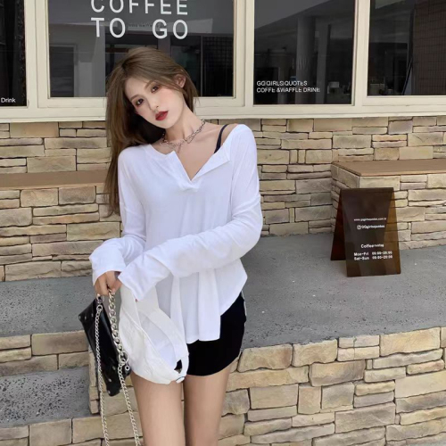 Tmall quality Hong Kong style thin sun protection cover-up T-shirt women's summer pure desire mid-length loose long-sleeved top