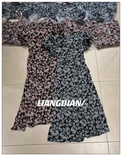 Shenzhen Nanyou European goods 2024 summer new arrival puff sleeve floral floral back hollow side zipper waist slimming dress