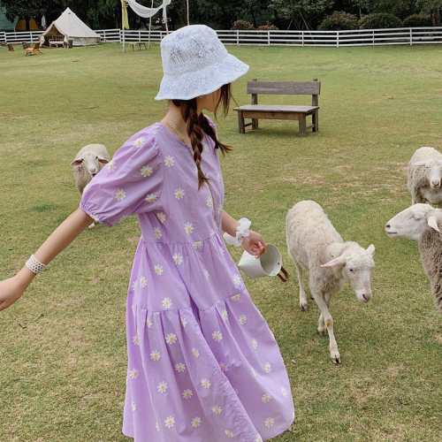 小雏菊连衣裙女春夏季大码女装印花裙子显瘦连衣裙裙潮