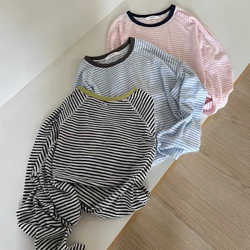 Classic striped sunscreen T-shirt blouse for women 2024 summer new Korean version loose casual breathable thin long-sleeved top