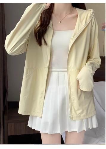 75d165g ice silk sun protection clothing for women 2024 summer loose thin anti-UV breathable cardigan jacket for women