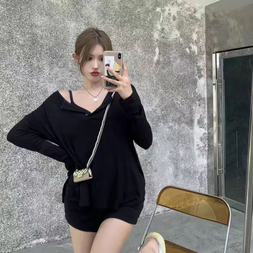 Tmall quality Hong Kong style thin sun protection cover-up T-shirt women's summer pure desire mid-length loose long-sleeved top