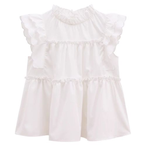时尚飞飞袖重工设计感白色衬衫女夏季2024新款小个子甜美小众上衣