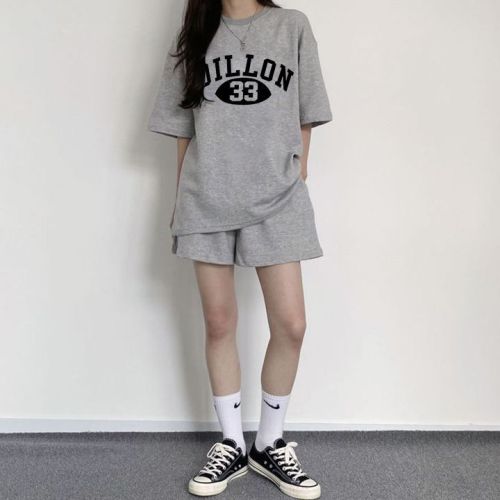 卡通运动服套装女夏季学生韩版减龄短袖短裤韩休闲两件宽松时尚