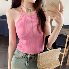 Real photos of hot girls with beautiful halter neck and backless Thai style small suspenders for women summer 2024 new high-end inner base