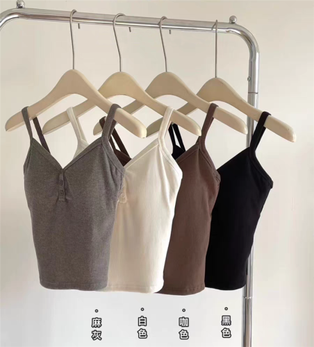 Early Spring Korean Fashion Versatile Suspender Underwear Women's Cotton Thread One-Push Pad Bra Button Suspender Beautiful Back