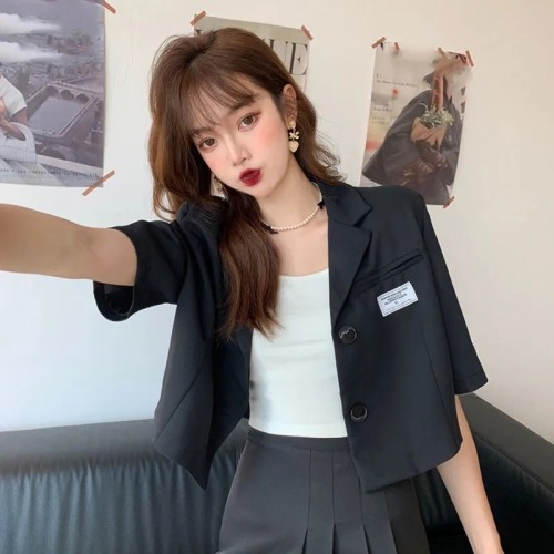 Summer thin white short suit jacket for women 2024 new style Internet celebrity fashionable small casual short-sleeved suit