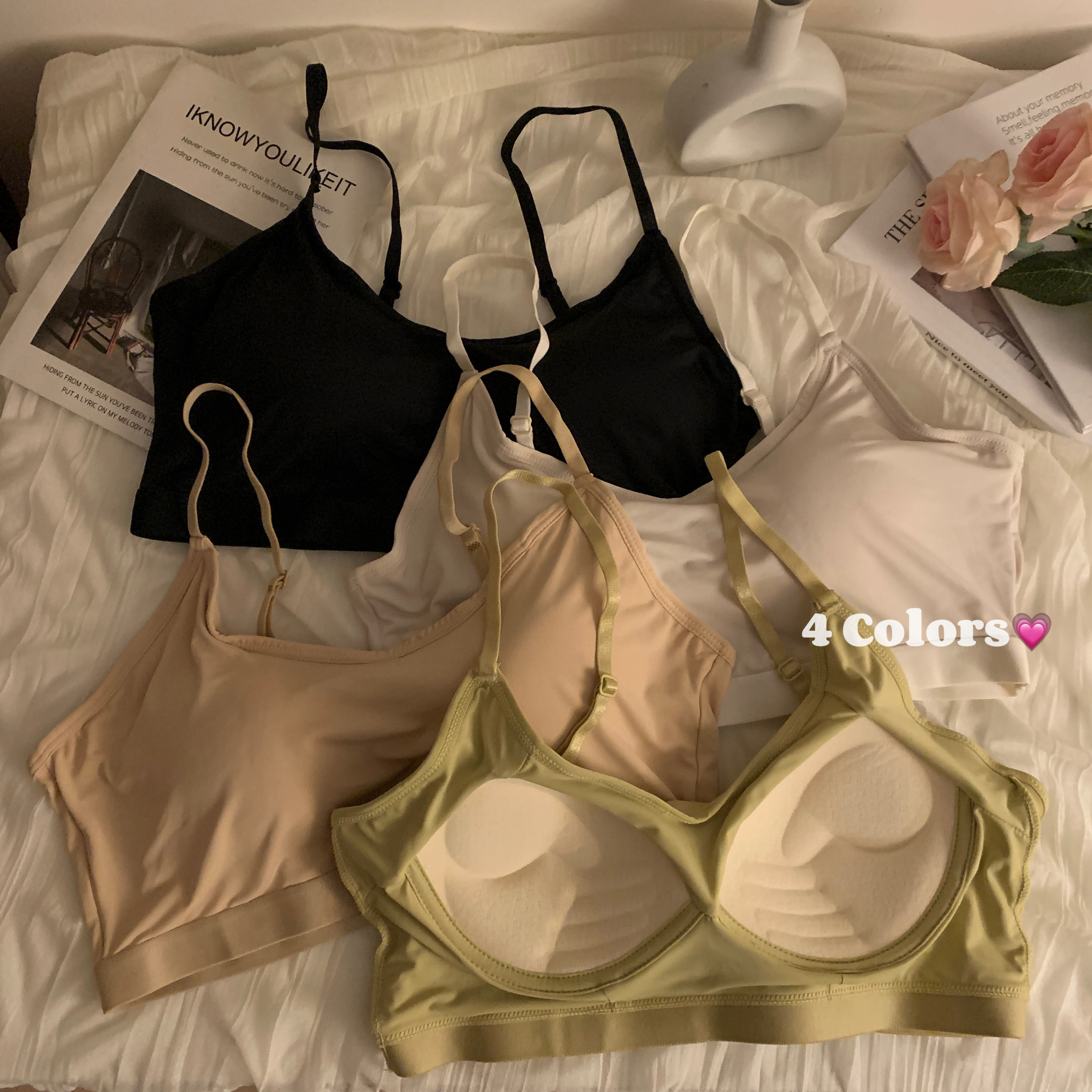 實拍 吊帶背心冰絲內衣文胸固定杯美背防走光抹胸女裹胸
