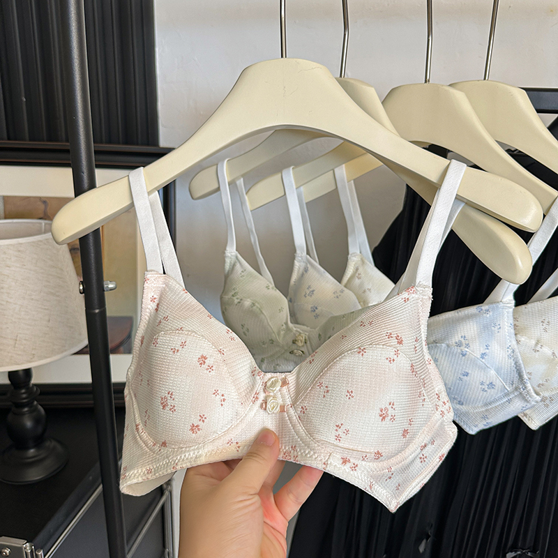 Real shot soft support texture floral breathable underwear summer thin comfortable anti-sagging student bra trend