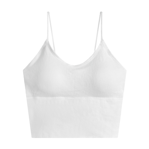 Small camisole with breast pads for women to wear early spring, sexy hotties sleeveless and beautiful back wearing white bottoming top