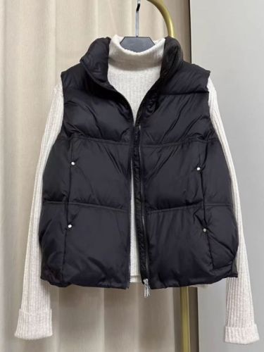 100% White Duck Down Vest Women's 2024 Winter New Arrival Stand Collar Short Simple Loose Versatile Cocoon Top