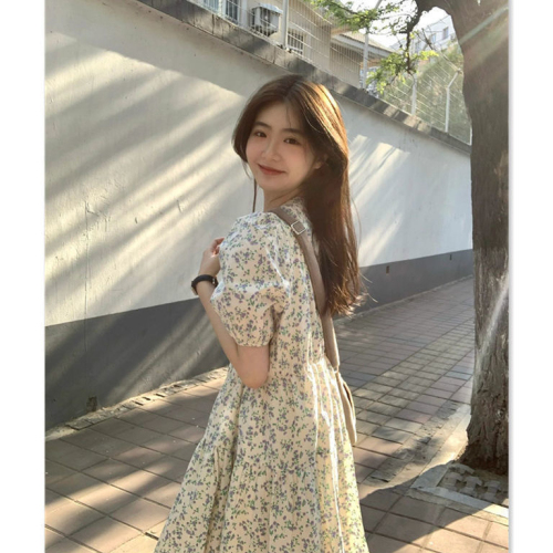 Summer 2024 new style beach holiday temperament floral dress Platycodon tea break French long skirt women's spring clothing