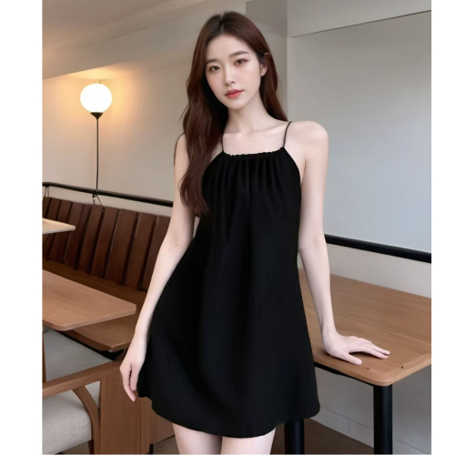 Summer women's suspender skirt, slim and loose, solid color, simple and high-end, teenagers wear to go out young