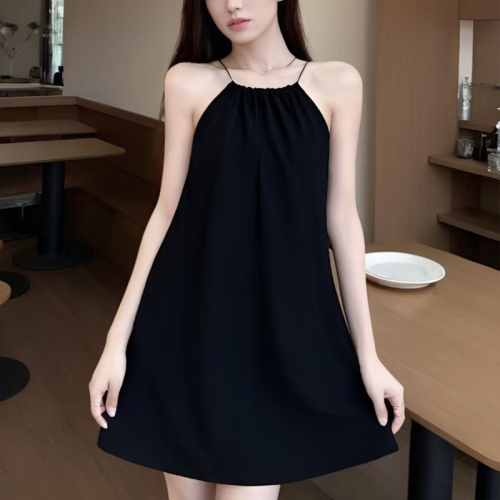 Summer women's suspender skirt, slim and loose, solid color, simple and high-end, teenagers wear to go out young