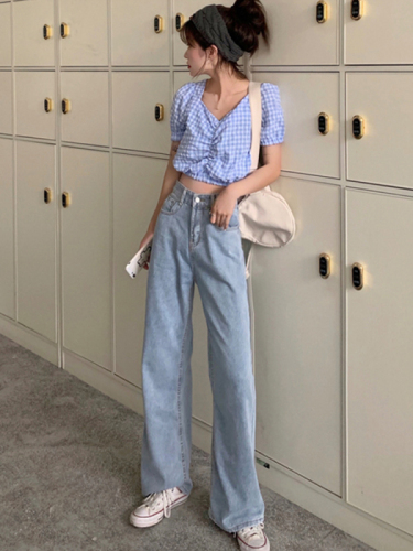 Wide-leg jeans for women, trendy Instagram-style, high-waisted, slimming, draping, loose fit, extra-long for tall individuals, floor-length wide-leg pants