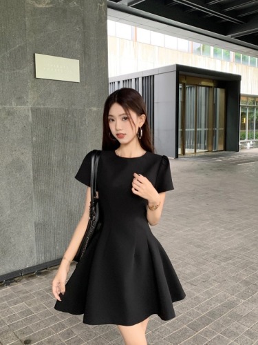 Real shot ~ Birthday dress short-sleeved summer thin material suit skirt temperament slim fashion women's dress