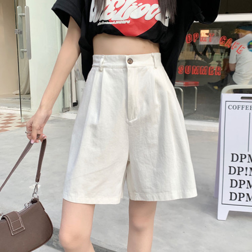 Actual shot ~ 2024 new Korean version of washed cotton casual pants, three-quarter pants, wide-leg pants, straight shorts for women, trendy