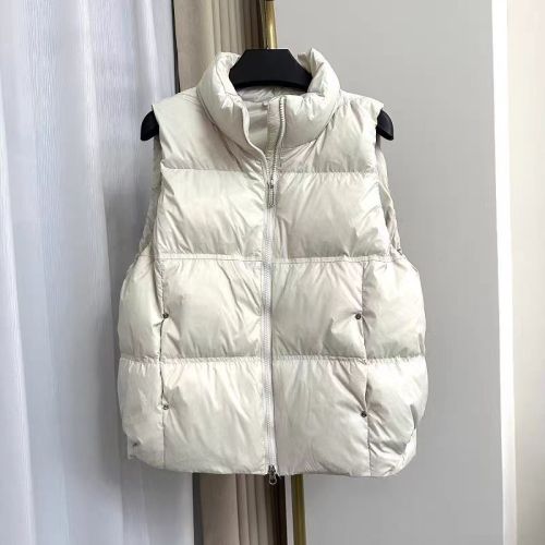 100% White Duck Down Vest Women's 2024 Winter New Arrival Stand Collar Short Simple Loose Versatile Cocoon Top